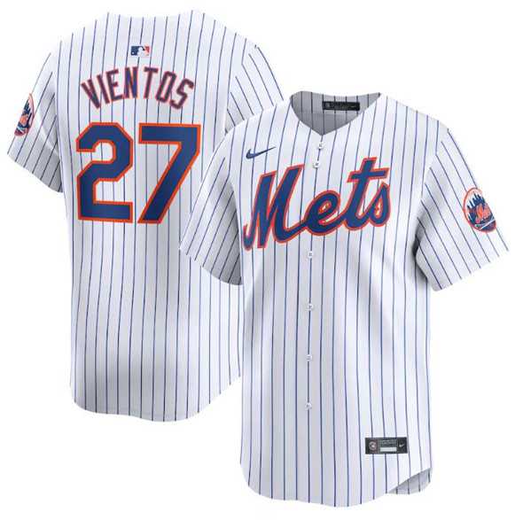 Men%27s New York Mets #27 Mark Vientos White 2024 Home Limited Stitched Baseball Jersey Dzhi